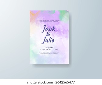 Wedding invitation with abstract watercolor background