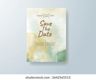 Wedding invitation with abstract watercolor background