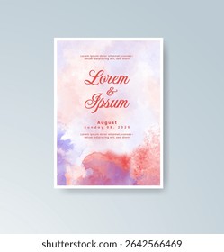 Wedding invitation with abstract watercolor background
