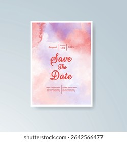 Wedding invitation with abstract watercolor background