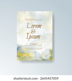 Wedding invitation with abstract watercolor background