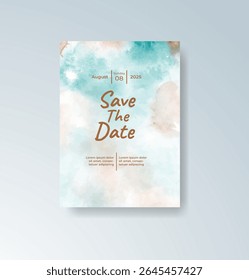 Wedding invitation with abstract watercolor background