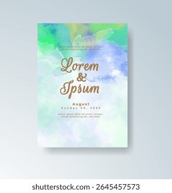 Wedding invitation with abstract watercolor background
