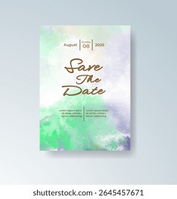 Wedding invitation with abstract watercolor background