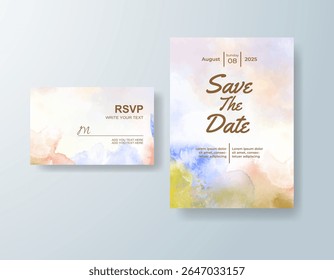 Wedding invitation with abstract watercolor background
