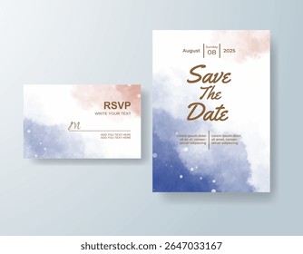 Wedding invitation with abstract watercolor background