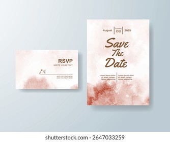 Wedding invitation with abstract watercolor background