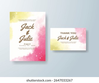 Wedding invitation with abstract watercolor background