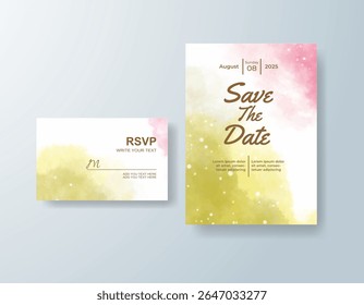 Wedding invitation with abstract watercolor background