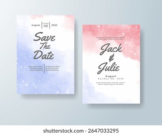 Wedding invitation with abstract watercolor background