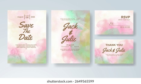 Wedding invitation with abstract watercolor background