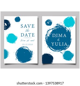 Wedding invitation or anniversary card templates with brush strokes. Creative greeting card design vector illustration. Hand drawn artistic textured background.