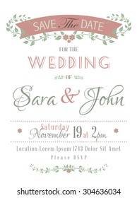 Wedding invitation or announcement card