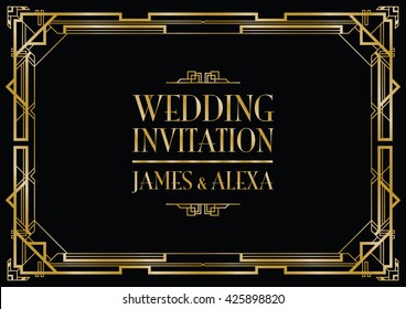 wedding invitation art deco 