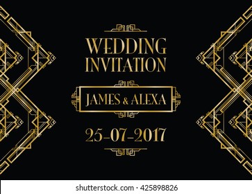 wedding invitation art deco 