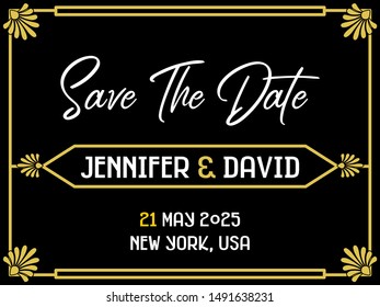Wedding Invitation Art Deco Gatsby's Roaring Twenties Style vector art