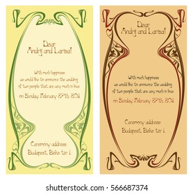 Wedding invitation in art nouveau. Vector isolate element