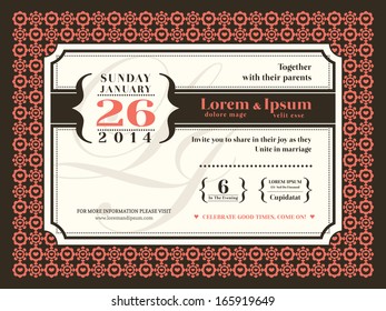 Wedding invitation background with border and frame