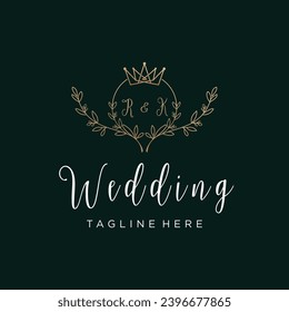 Wedding invitation badge design vector with creative concept