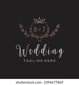 Wedding invitation badge design vector with creative concept
