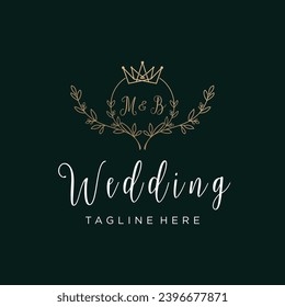 Wedding invitation badge design vector with creative concept