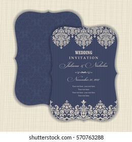 Wedding Invitation with baroque pattern. Size: 5" x 7". Beautiful Victorian ornament. Frame with floral elements. The front and back side. Add photos and text to both sides of this flat card.