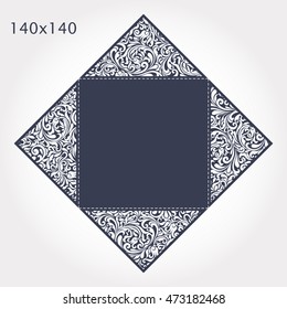 Wedding Invitation Baroque. Template for laser cutting. Open card. It can be used as an envelope. Folded size 140x140 mm.