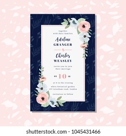 wedding invitation with beautiful and elegant floral