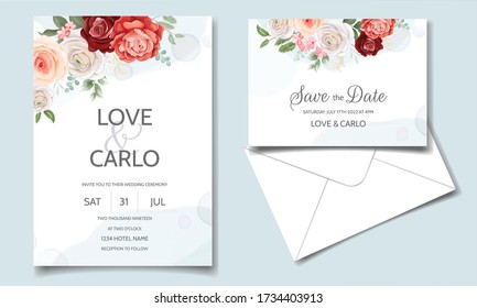 Wedding invitation with beautiful and elegant floral