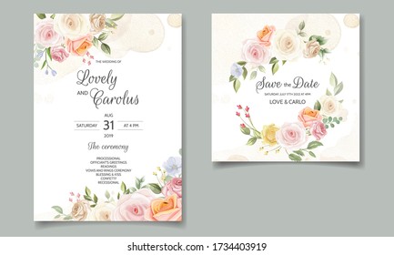 Invitación a la boda con flores hermosas y elegantes