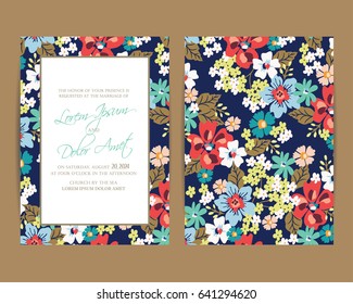 Wedding Invitation. Beautiful Floral Background. Size: 5" x 7". Seamless pattern is masked.