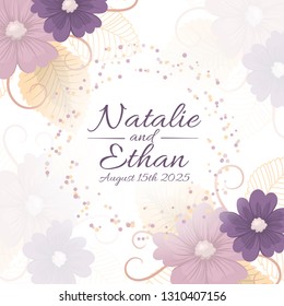 Wedding invitation. Beautiful flowers. Greeting card. Frame.