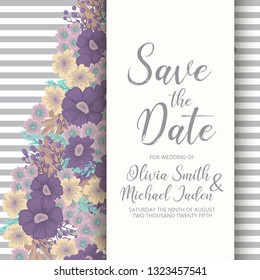 Wedding invitation. Beautiful flowers. Greeting card. Frame.