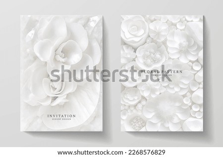 Wedding invitation with beautiful white orchid flower pattern. Floral elegant light vector background for celebration bridal shower invite card, anniversary, save the date design template, poster