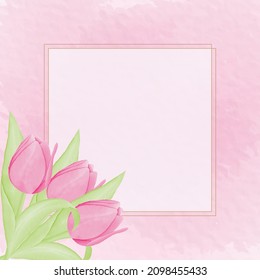 Wedding invitation with beautiful yellow watercolor tulip flower