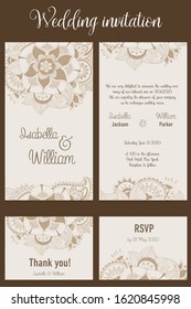 Wedding invitation with beige floral ornaments