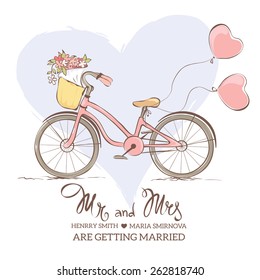 Wedding invitation - a bicycle for the bride