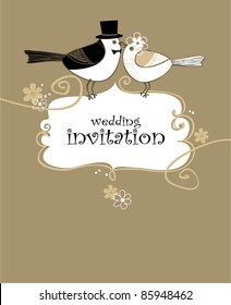 wedding invitation with birds