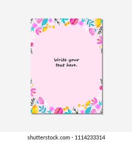 Wedding Invitation, or birthday card , floral invite, modern card Design: digital hand drawn pastel flowers in cartoon cool modern style. Vector template.