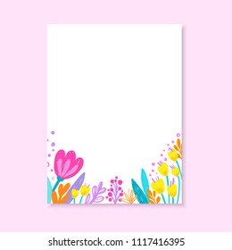 Wedding Invitation, or birthday card , floral invite, modern card Design: digital hand drawn pastel flowers in cartoon cool modern style. Vector template.