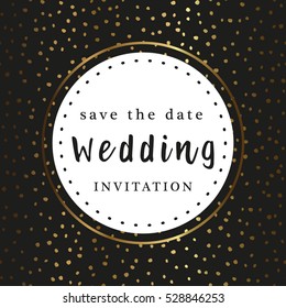 Wedding invitation black gold