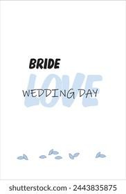 Wedding invitation, blue inscription love on a white background.