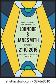 Wedding Invitation Bold Colors Modern Art Deco
