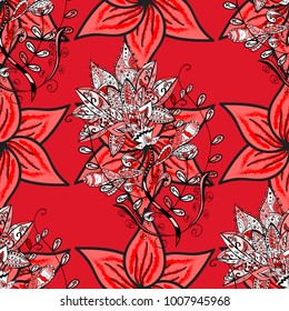 For wedding invitation, book cover or flyer. Red, pink and black colors with colored ornament mandala, based on ancient greek and islamic ornaments.
