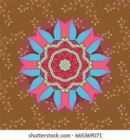 For wedding invitation, book cover or flyer. Background with colored ornament mandala, based on ancient greek and islamic ornaments.