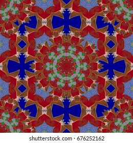 For wedding invitation, book cover or flyer. Background with colored ornament mandala, based on ancient greek and islamic ornaments.