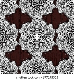 For wedding invitation, book cover or flyer. Brown background with colored ornament mandala, based on ancient greek and islamic ornaments.