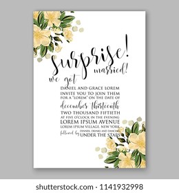 Wedding invitation or bridal shower card Floral yellow jasmine sakura vector clip art bouquet  Marriage  background Baby shower invitation