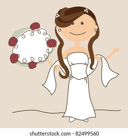 Wedding invitation with bride