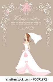 Wedding invitation with bride